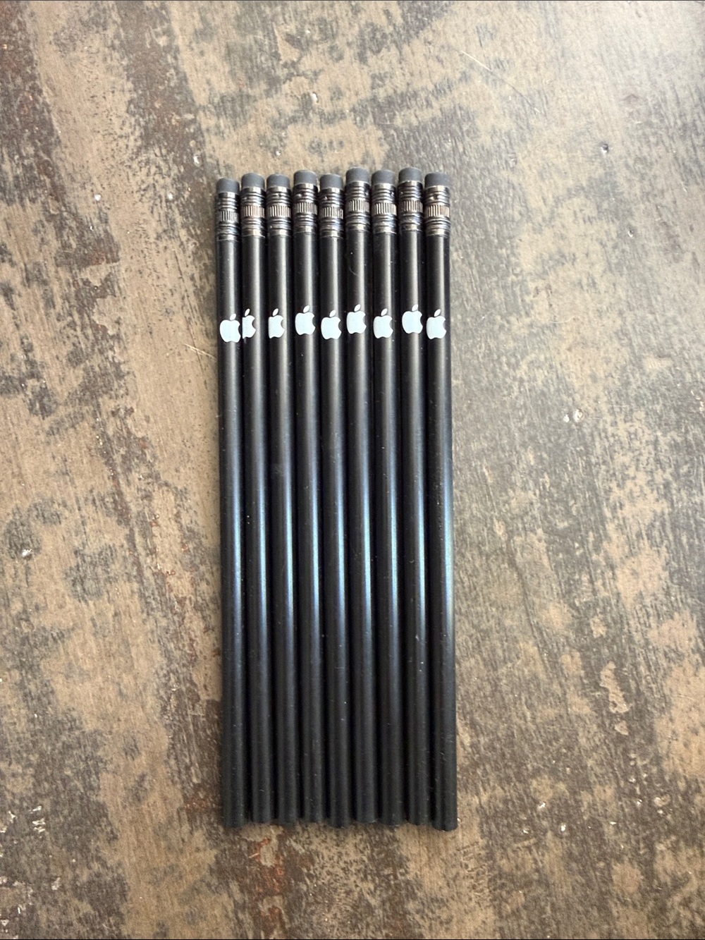 Apple Custom Branded Black Pencils with White Apple Logo - Set of 9